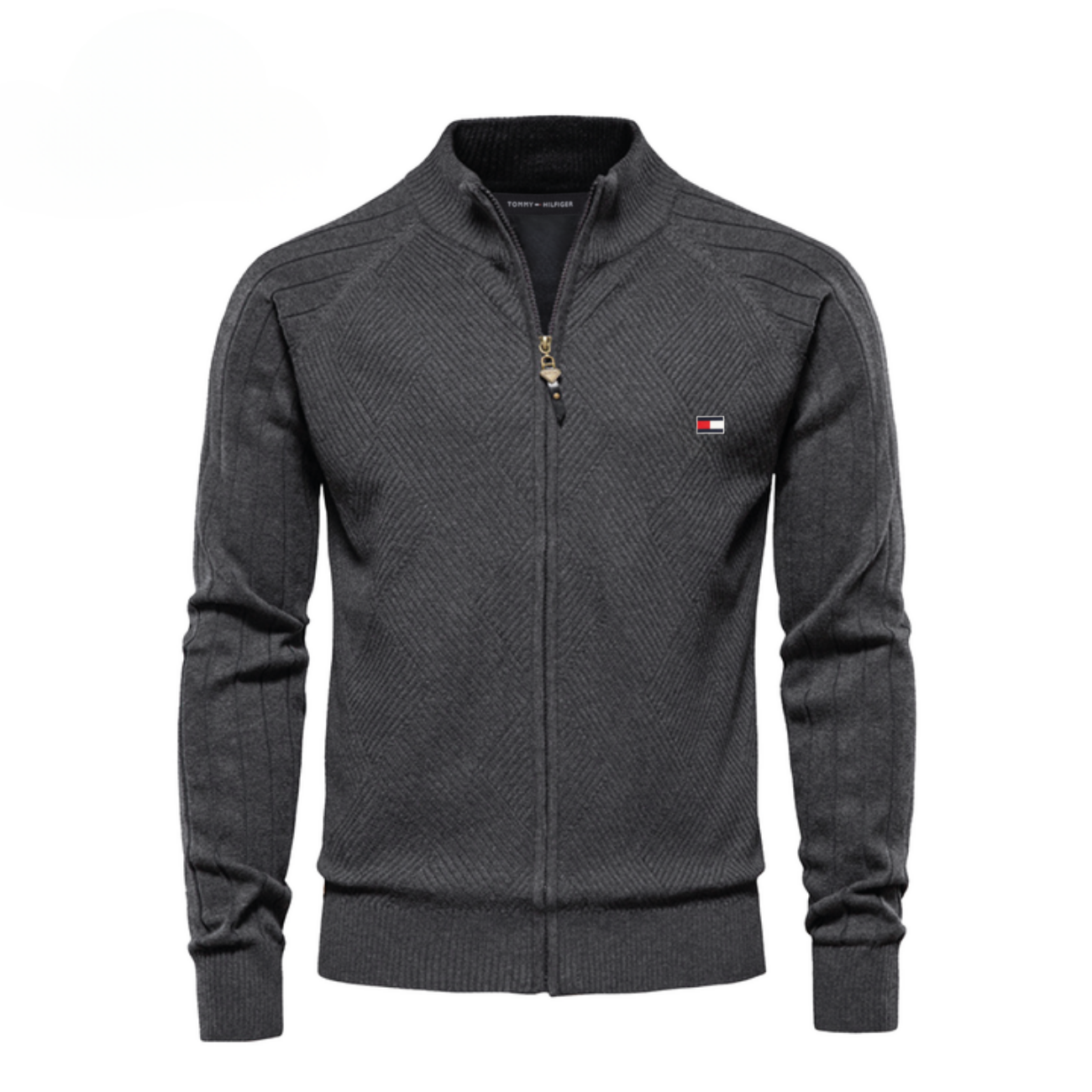 Herrtröja med textur och dragkedja || UTGÅNGSREA